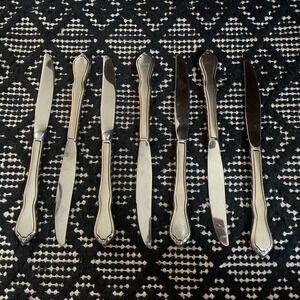 SET OF 6 7 S.S.S. ONEIDA TRINITY STAINLESS STEEL 9" HOLLOW HANDLE DINNER‎ KNIVES